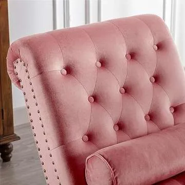 Paddie Velvet Button-Tufted Chaise Lounge in Pink