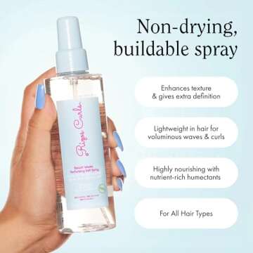 Rizos Curls Beach Waves Texturizing Salt Spray, Enhance Texture & Volume, Nourish and Enhance Definition with Blue Agave Extract, Red Algae & Prickly Pear Cactus, 6.8 oz