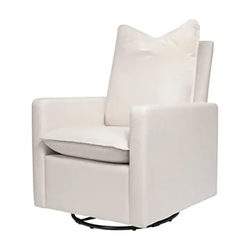 Babyletto Cali Pillowback Swivel Glider - Performance Plastic Cream Eco-Weave, Water Repellent, Stai...