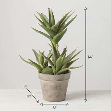 Sullivans Artificial Succulent Plants in Distressed Tan Painted Pot, Aloe, 14”H (DOT121)