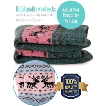 EBMORE Baby Boys Girls Cotton Socks 12 Pairs with Grippers(Deer（6 Pairs）,4-7 Y)