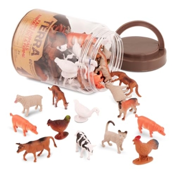 Terra by Battat – 60 Mini Farm Animal Figures – Educational Toy for Kids 3+