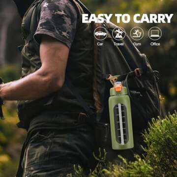 chunmo 64 oz Glass Water Bolttles with Straw Half Gallon Large Motivational Water Bottle with Time Marker Sports Water Bottles with Silicone Sleeve and Handle Lid Water Jug for Gym Workout