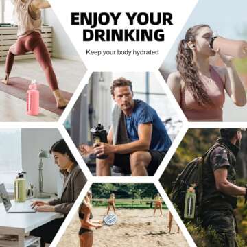 chunmo 64 oz Glass Water Bolttles with Straw Half Gallon Large Motivational Water Bottle with Time Marker Sports Water Bottles with Silicone Sleeve and Handle Lid Water Jug for Gym Workout
