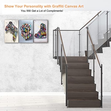 Trendy Multi Panel Graffiti Wall Art for Cool Decor