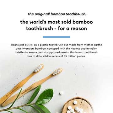 The Humble Co. Bamboo Toothbrushes (5pk) – Toothbrushes for Superior Oral Care, Dental Hygiene, an...