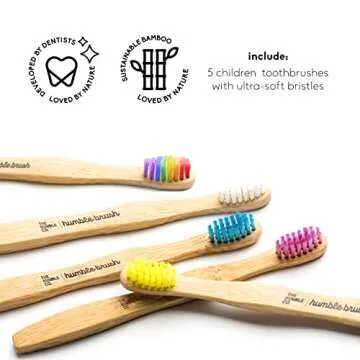 The Humble Co. Bamboo Toothbrushes (5pk) – Toothbrushes for Superior Oral Care, Dental Hygiene, and Gum Care, BPA Free (Kids Ultra Soft Bristles)