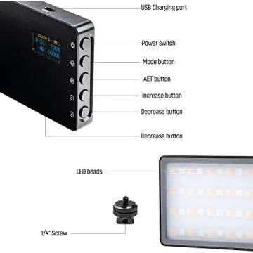 RGB LED Video Light, with Built-in Rechargeable Battery,Portable On Camera Light Panel with Aluminium Alloy Body,360° Full Color,CRI/TLCI≥97 2500-8500K,12 Lighting Effect Modes
