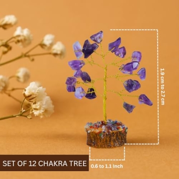 ANAYA AGATE Crystal Tree Gift for Women, Set of 12 Handcrafted Tree of Life Chakra Healing Crystals ...