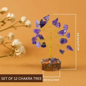 ANAYA AGATE Crystal Tree Gift for Women, Set of 12 Handcrafted Tree of Life Chakra Healing Crystals ...