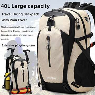 SHENHU Hiking Backpack 40L Waterproof Daypack Outdoor Sport Trekking,Camping Backpack for Men Women Beige
