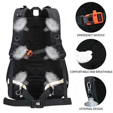 SHENHU Hiking Backpack 40L Waterproof Daypack Outdoor Sport Trekking,Camping Backpack for Men Women Beige