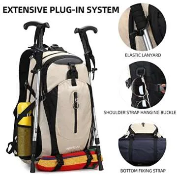 SHENHU Hiking Backpack 40L Waterproof Daypack Outdoor Sport Trekking,Camping Backpack for Men Women Beige