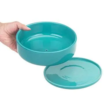 MyGift 8 Inch Turquoise Ceramic Planter with Saucer