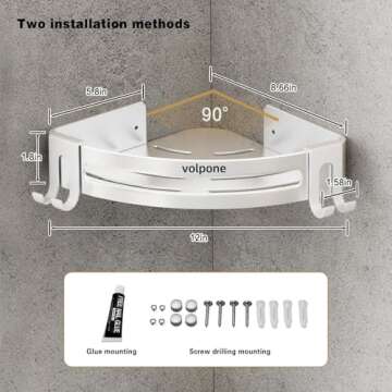 VOLPONE Shower Corner Shelf Caddy 2 Pack Shower Organizer Corner No Drill Shower Storage Rust Proof Bathroom Corner Wall Shelf Shampoo Holder Silver