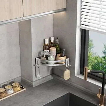 VOLPONE Shower Corner Shelf Caddy 2 Pack Shower Organizer Corner No Drill Shower Storage Rust Proof Bathroom Corner Wall Shelf Shampoo Holder Silver