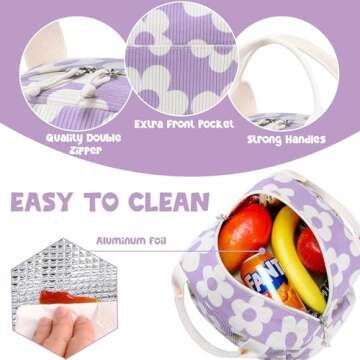 Bluboon Corduroy Insulated Lunch Bag for Work or Travel