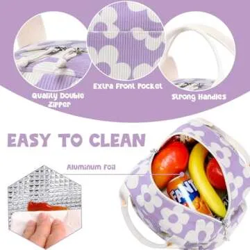 Bluboon Corduroy Insulated Lunch Bag for Work or Travel