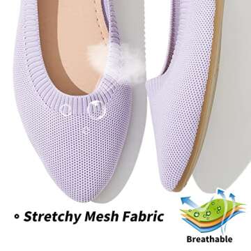 BABUDOG Womens Memory Foam Flats Shoes, Breathable Mesh Ballet Flats, Pointed-Toe Flats Slip on Dres...