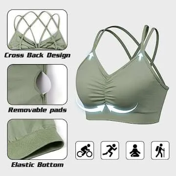 Sicoozoe Women's Cross Back Sports Bra - Stylish & Comfy