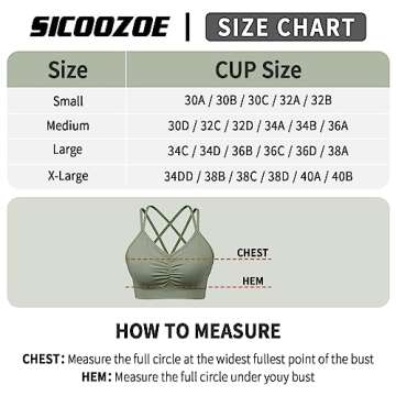sicoozoe Women Cross Back Padded Sports Bra Seamless Removable Cups Workout Bra Ruched Front Running Bra Tops,3 Pack,XL