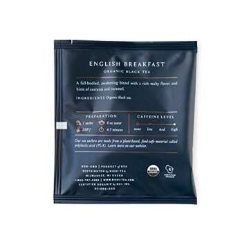 Rishi English Breakfast Tea - Organic Sachet Tea Bags, Energizing & Caffeinated Pure Black Tea