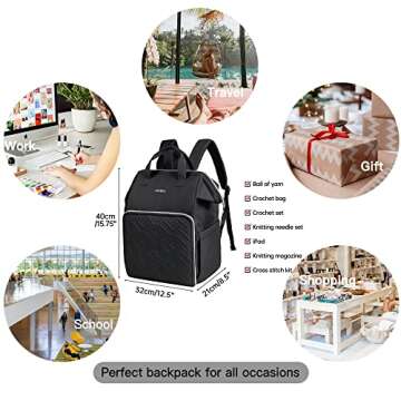 Large Leudes Knitting Bag Backpack for Yarn Projects