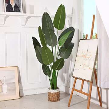 Fopamtri Artificial Bird of Paradise Plant 6 Feet Fake Palm Tree with 13 Trunks Faux Tree for Indoor Outdoor Modern Decoration Feaux Plants in Pot for Home Office Perfect Housewarming Gift