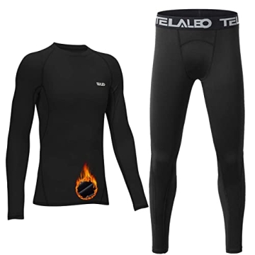 TELALEO Boys' Girls' Long Sleeve Compression Shirts Thermal Fleece Lined Kids Athletic Sports Tops L...