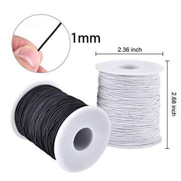 Elastic String Cord, Zealor 2 Roll 1 mm Elastic Thread Beading String Cord for Jewelry Making Bracel...