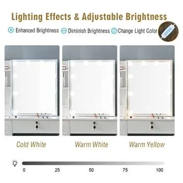 Dradaomull Lighted Vanity Table with Storage Solutions