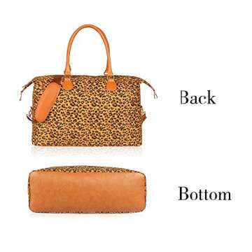 MONOBLANKS Large Leopard Weekender Overnight Bag With Shoulder Strap Travel Tote Duffel Bag (Leopard)