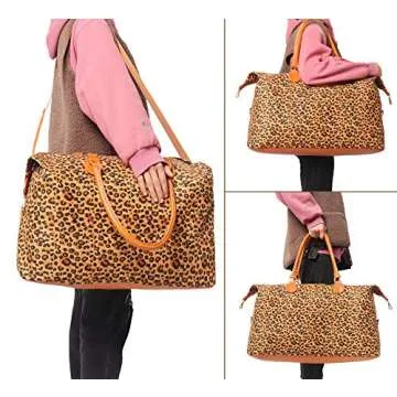 MONOBLANKS Large Leopard Weekender Overnight Bag With Shoulder Strap Travel Tote Duffel Bag (Leopard)