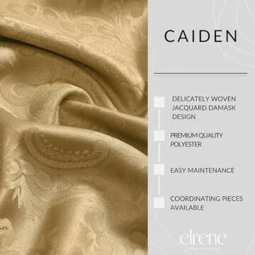 Elrene Home Fashions Caiden Elegance Damask Waterproof, Stain & Wrinkle Resistant Fabric Tablecloth, 60" x 120" Oblong/Rectangle, Gold