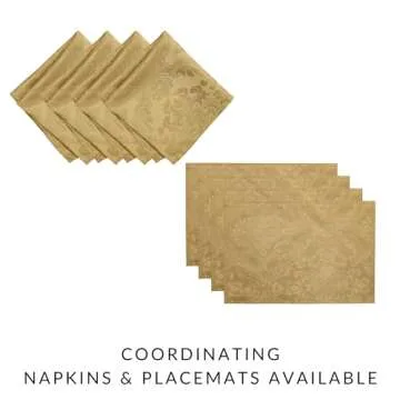 Elrene Home Fashions Caiden Elegance Damask Waterproof, Stain & Wrinkle Resistant Fabric Tablecloth, 60" x 120" Oblong/Rectangle, Gold