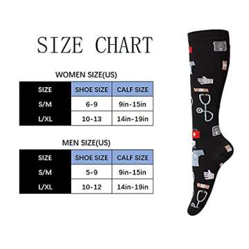 4 Pairs Compression Socks for Nurses Women Medical Compression Sock for Pregnancy, Running, Travel (Black, L-XL,15-20 mmHg)