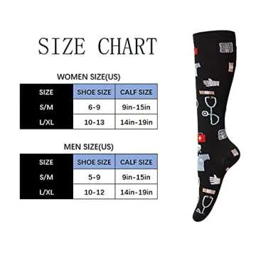 4 Pairs Compression Socks for Nurses Women Medical Compression Sock for Pregnancy, Running, Travel (Black, L-XL,15-20 mmHg)