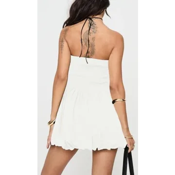 Stylish Tube Top Summer Mini Dress for Women - White