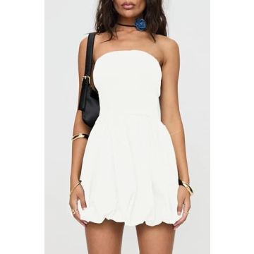 Stylish Tube Top Summer Mini Dress for Women - White