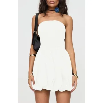 Stylish Tube Top Summer Mini Dress for Women - White