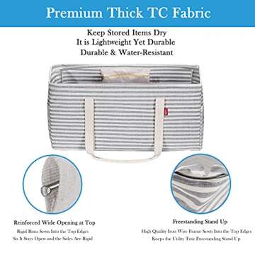 LHZK 2 Pack Extra Large Utility Tote Bag with Metal Wire Frame and the Sides Rinforced, Extra Large Tote Bag with Handle for Pool Beach Laundry Storage (Gray)