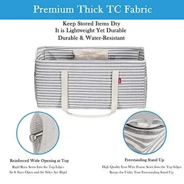 LHZK 2 Pack Extra Large Utility Tote Bag with Metal Wire Frame and the Sides Rinforced, Extra Large Tote Bag with Handle for Pool Beach Laundry Storage (Gray)