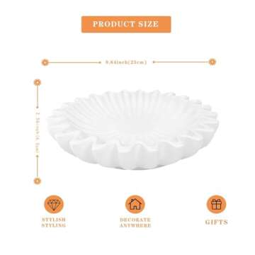 Ardicema Exquisite Ruffle Decorative Bowl - Perfect for fruit bowl,coffe table decor,entry way table home decor,organic modern decor-Ideal decorative bowls for home decor