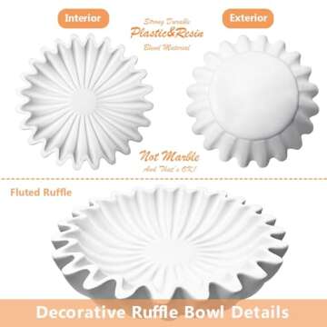 Ardicema Exquisite Ruffle Decorative Bowl - Perfect for fruit bowl,coffe table decor,entry way table home decor,organic modern decor-Ideal decorative bowls for home decor