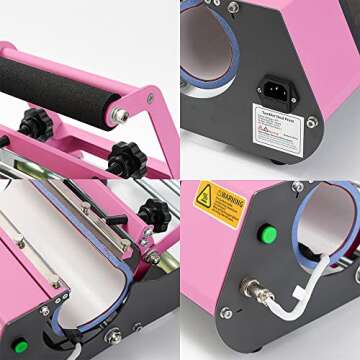 Craft Express Tumbler Heat Press Machine Sublimation Pink Mug Press for Straight 11 OZ 15 OZ 20 OZ 30 OZ Sublimation Skinny Tumblers Ceramic Glass Mugs Water Bottles Heat Press