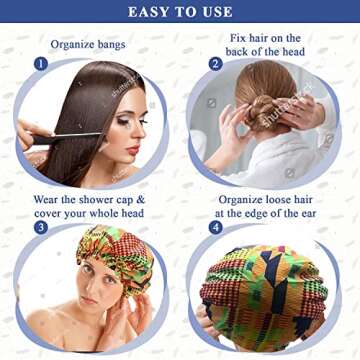 JUPA Place Satin Ankara Bonnet for Women – African Print Silk Hair Cap for Sleep, Braids, Curly Hair – Designer Head Bonette Scarf Cover Wrap for Girls (Kente)