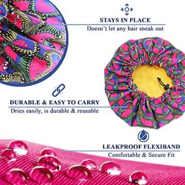 JUPA Place Satin Ankara Bonnet for Women – African Print Silk Hair Cap for Sleep, Braids, Curly Hair – Designer Head Bonette Scarf Cover Wrap for Girls (Kente)