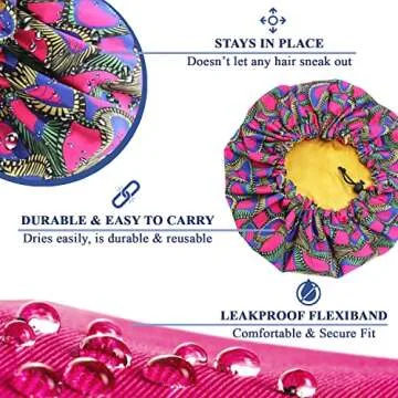 JUPA Place Satin Ankara Bonnet for Women – African Print Silk Hair Cap for Sleep, Braids, Curly Hair – Designer Head Bonette Scarf Cover Wrap for Girls (Kente)
