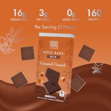 ChocZero Caramel Crunch Keto Bark, Low Carb & Sugar-Free