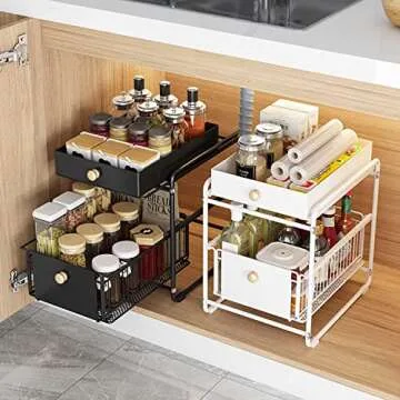 CBYJK Stackable Under Sink Organizer with Sliding Drawers